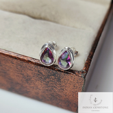 Mystic Topaz Stud Earring, 925 Sterling Silver Earring, Gemstone Earring, Rainbow Stud Earring, Topaz Jewelry, Anniversary Gift, Gift Idea